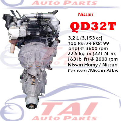 Nissan QD32 QD32T 3.2L Used Diesel Engine 4 Cylinder For Nissan Cabstar / Nissan Terrano